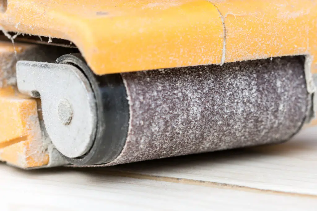 Belt Sander With Pine Pitch Grit Clogged