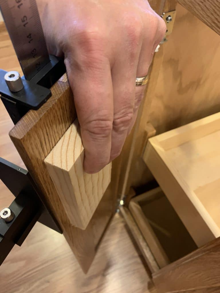 Cabinet Hardware Jig Sacrificial Block