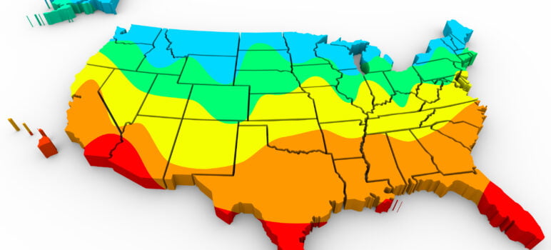 US Climate Map - Garage Heating Reference