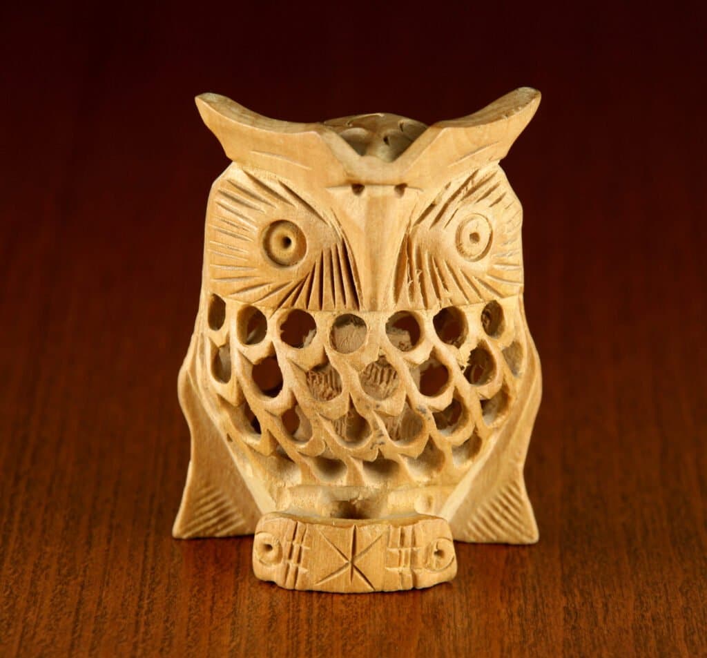Complex Wood Owl Carving