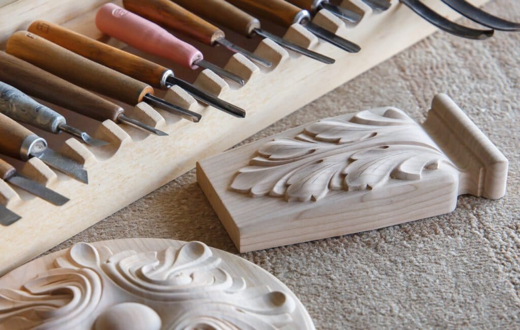 Wood leaf Relief Wood Carving